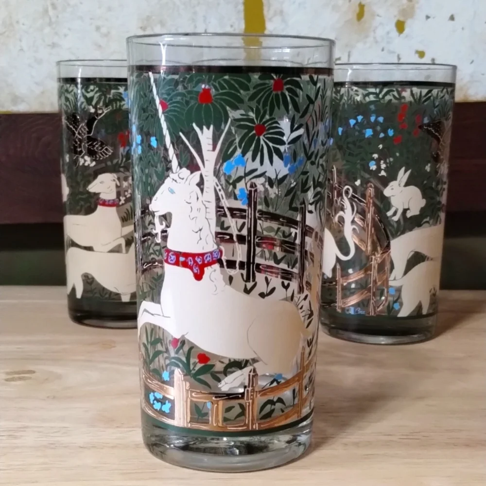 1960s Vintage UNIQUE Cera Unicorn Highball Glasses 1964 - Picture 3 of 8